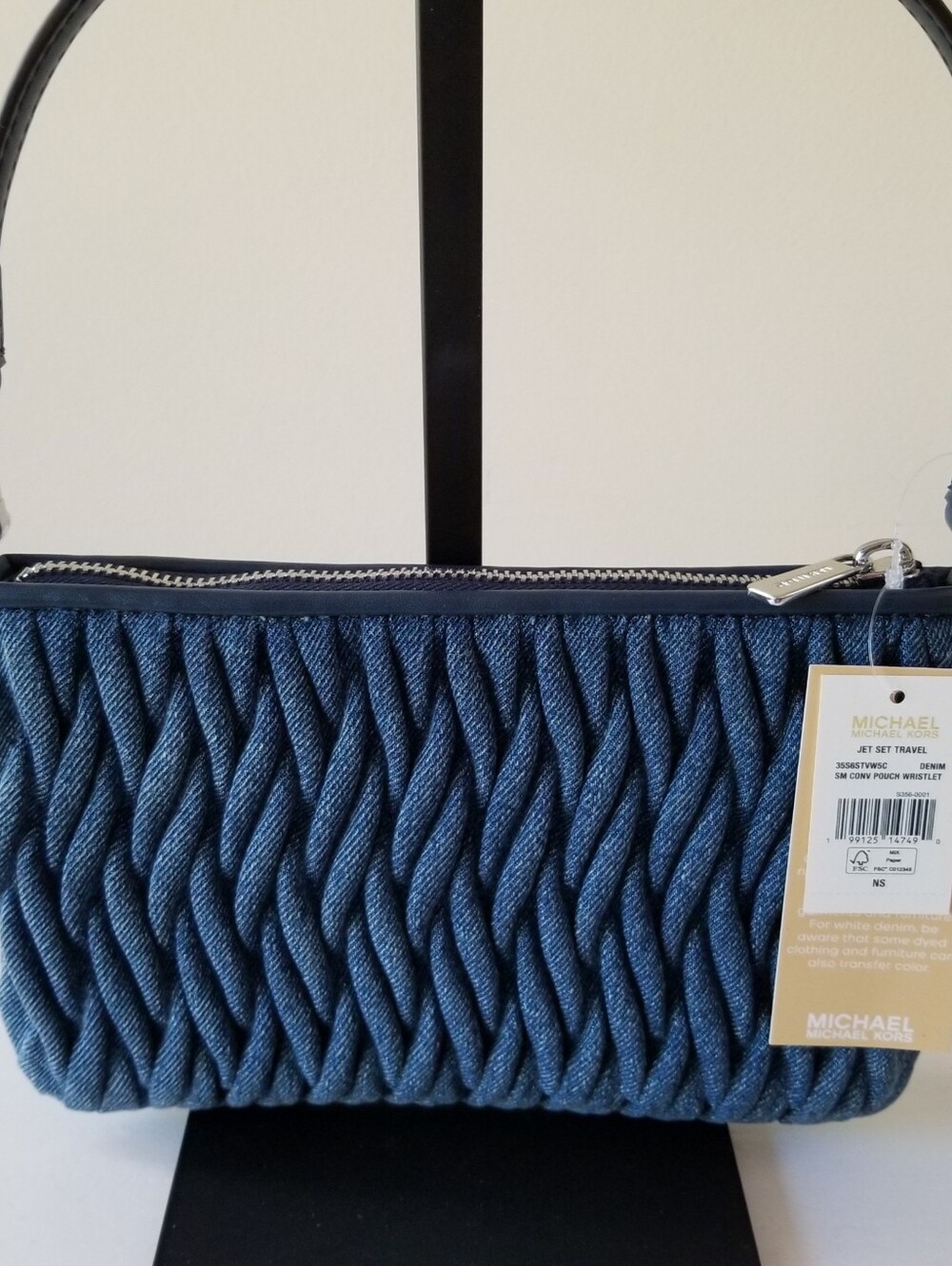Michael Kors Jet Set Matelasse Denim Wristlet Hand Bag NWT - Picture 3 of 11